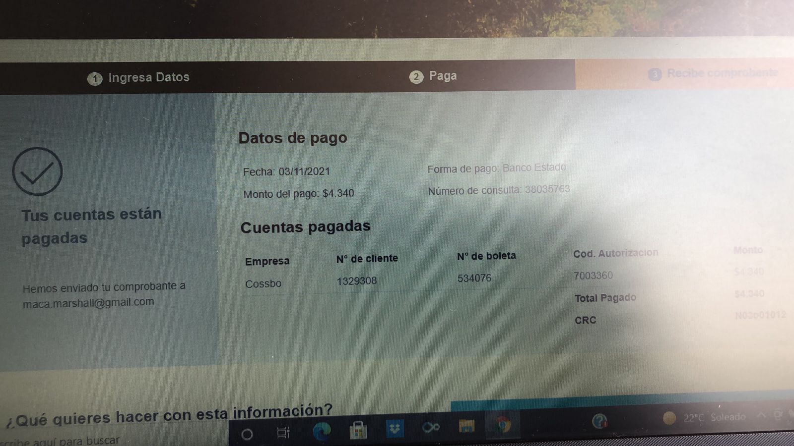 Comprobante Pago Cuenta Cossbo Noviembre Cossbo